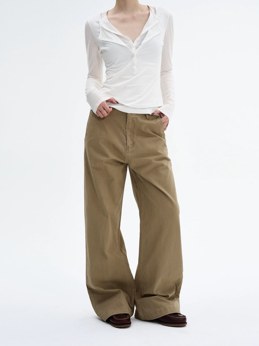Wide Leg Pants in Khaki