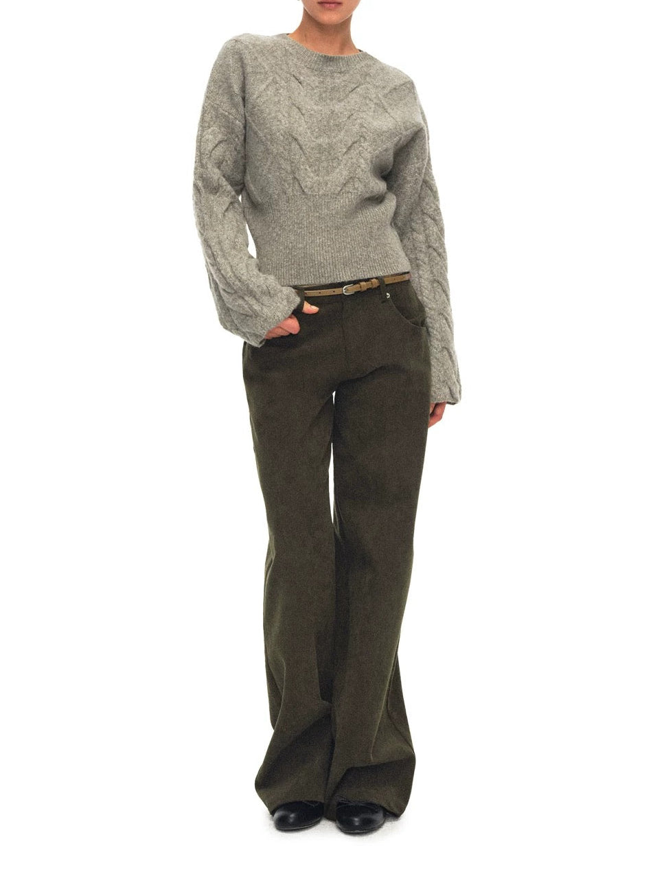 The Fitted-Hem Cable-Knit Sweater
