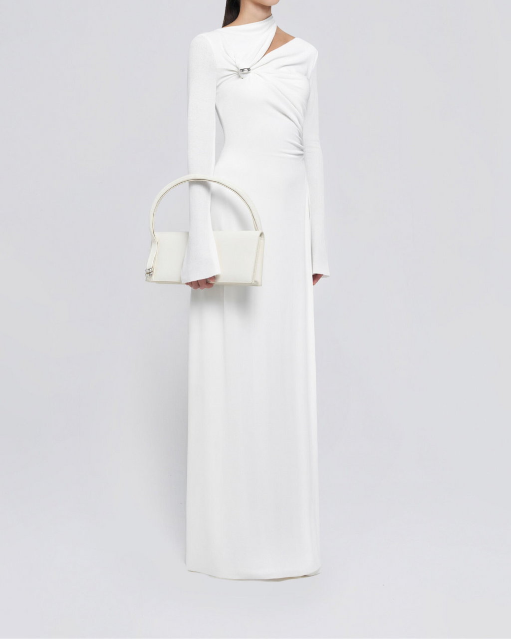 Maxi Dress with Shoulder Cut-outs and Metallic Buttons