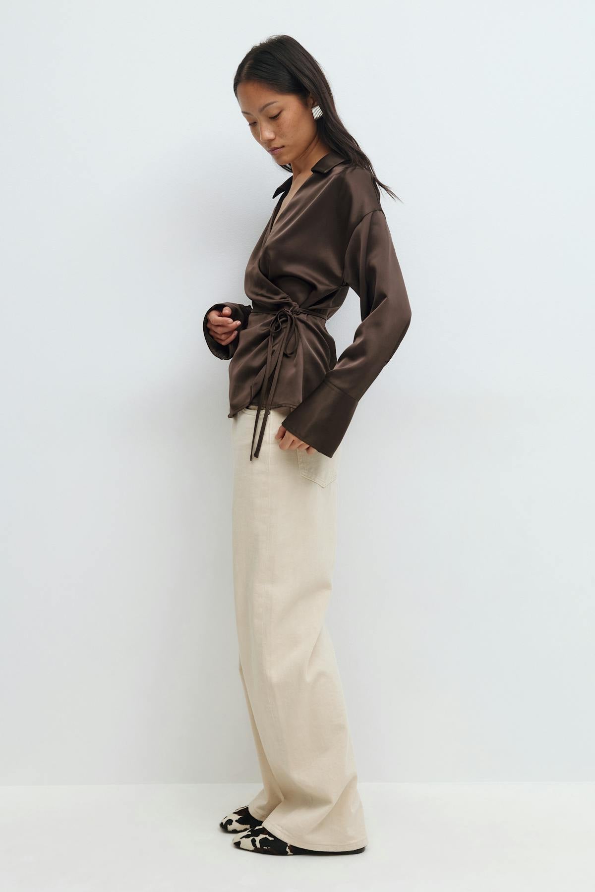 Tie Front Shirt (Brown)