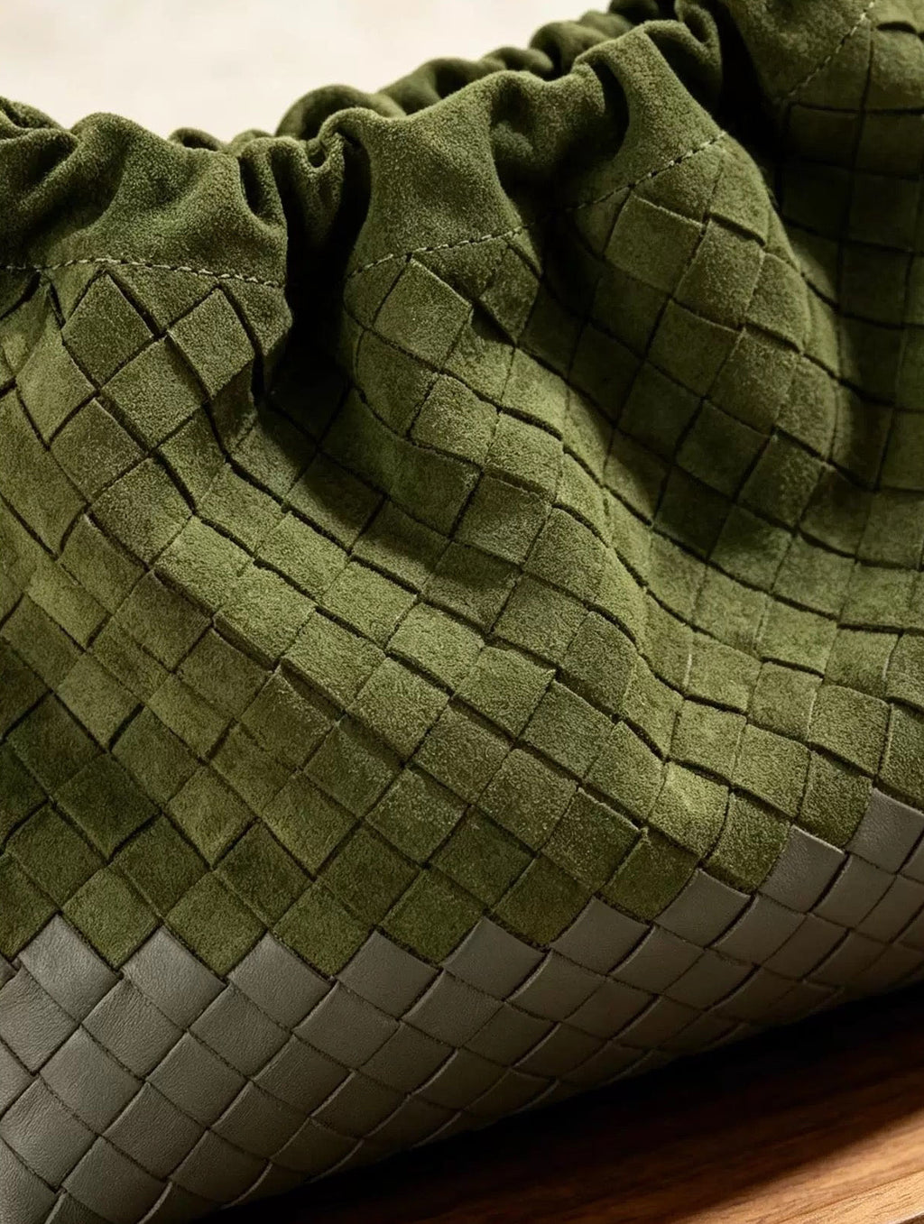Two-tone Woven Clutch\ Shoulder Bag (Olive Green)
