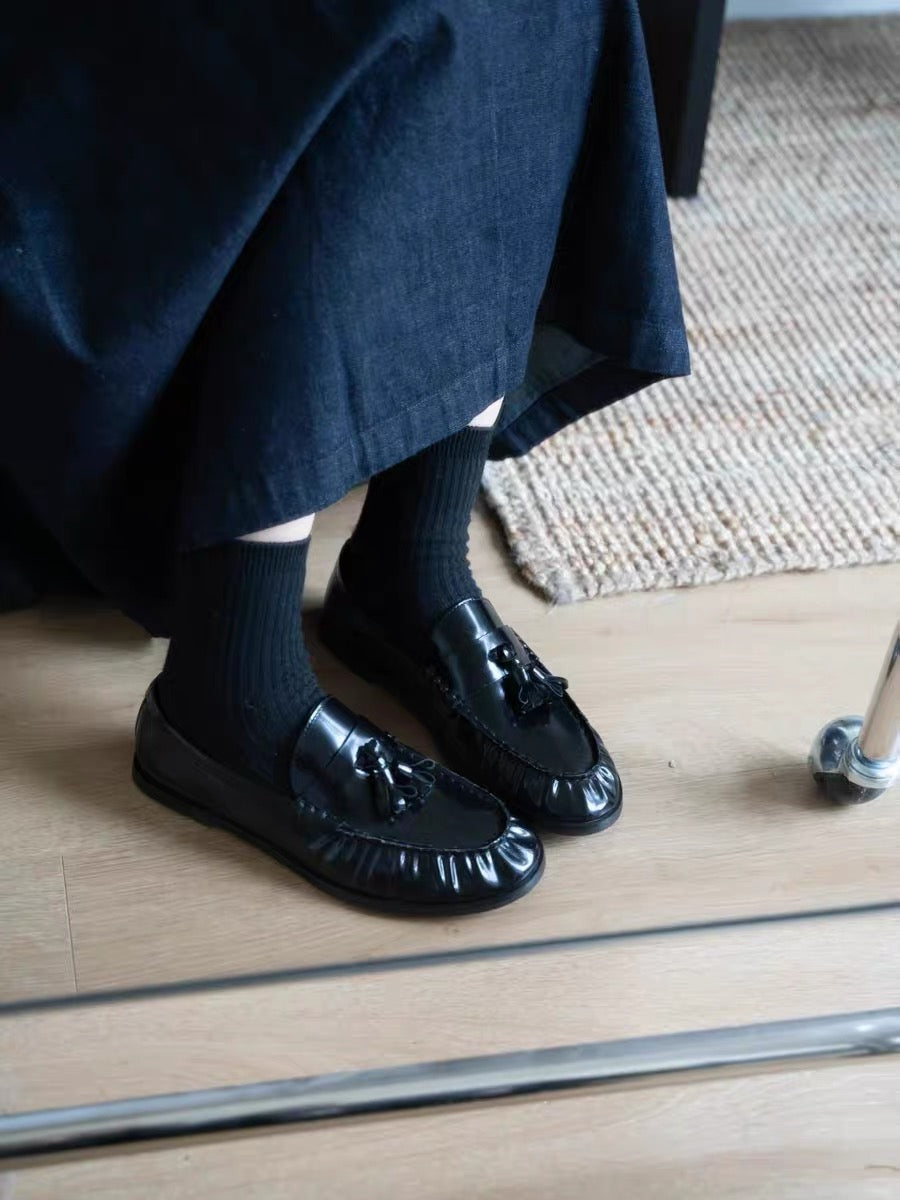 Patent Pleated Loafers