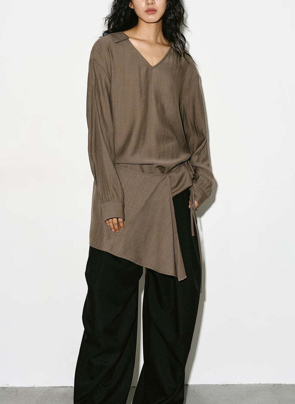 The Wrap Blouse in Taupe