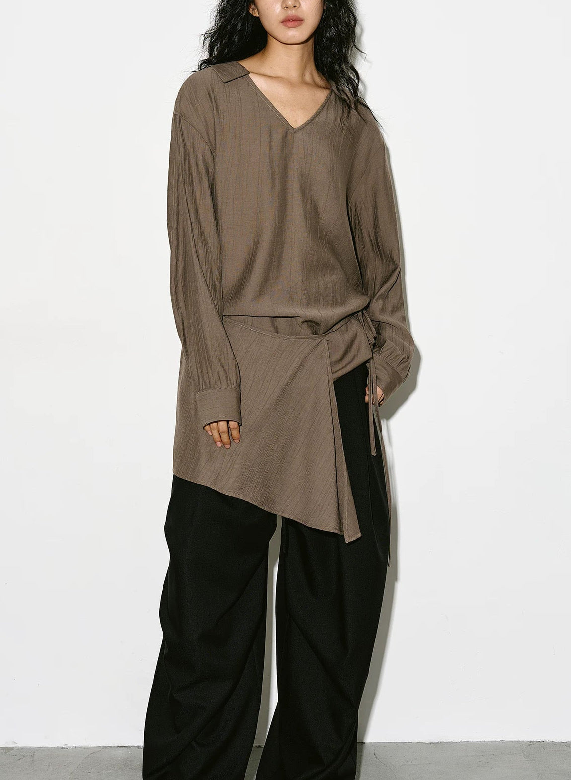 The Wrap Blouse in Taupe