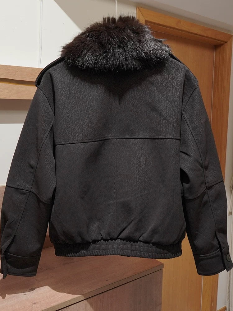 Faux Fur Leather Jacket