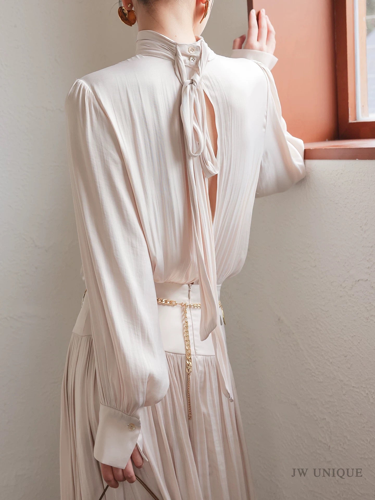 Champagne Pleated Maxi Dress