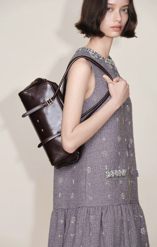 Shoulder Baguette in Coffee color