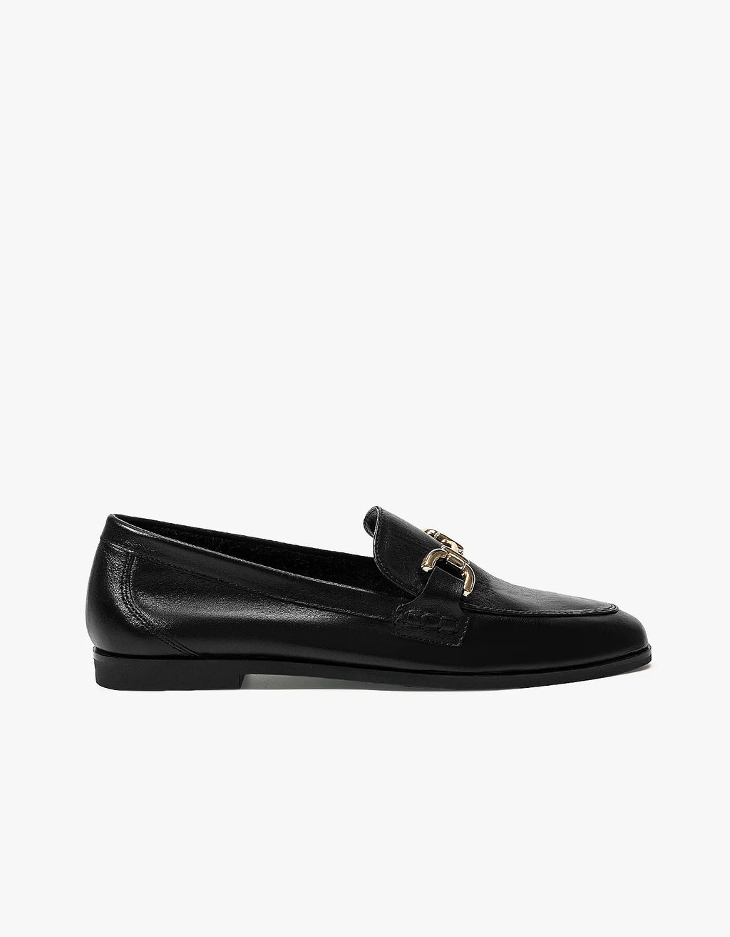 Buckled Leather Loafers in Black