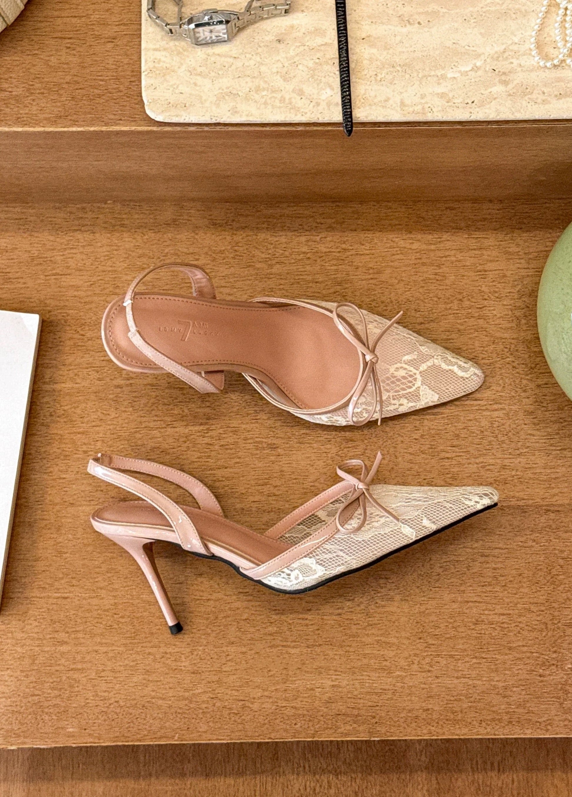 Blush Bow Point Heels