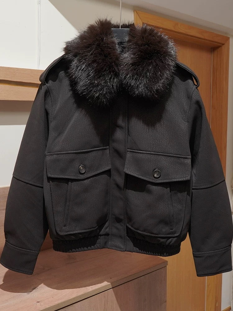 Faux Fur Leather Jacket