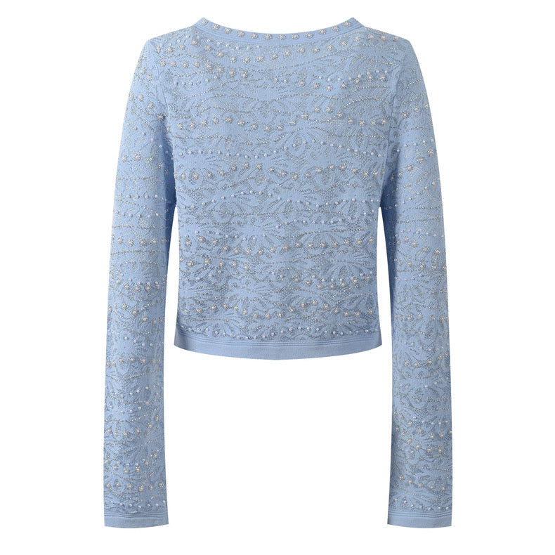 Light Blue Embroidered Cardigan