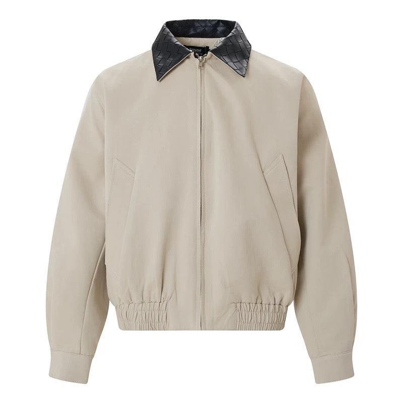Woven Collared Jacket in Beige