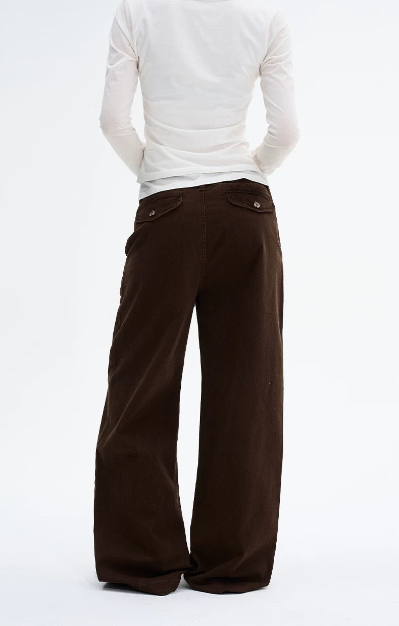 Wide Leg Pants in Dark Brown