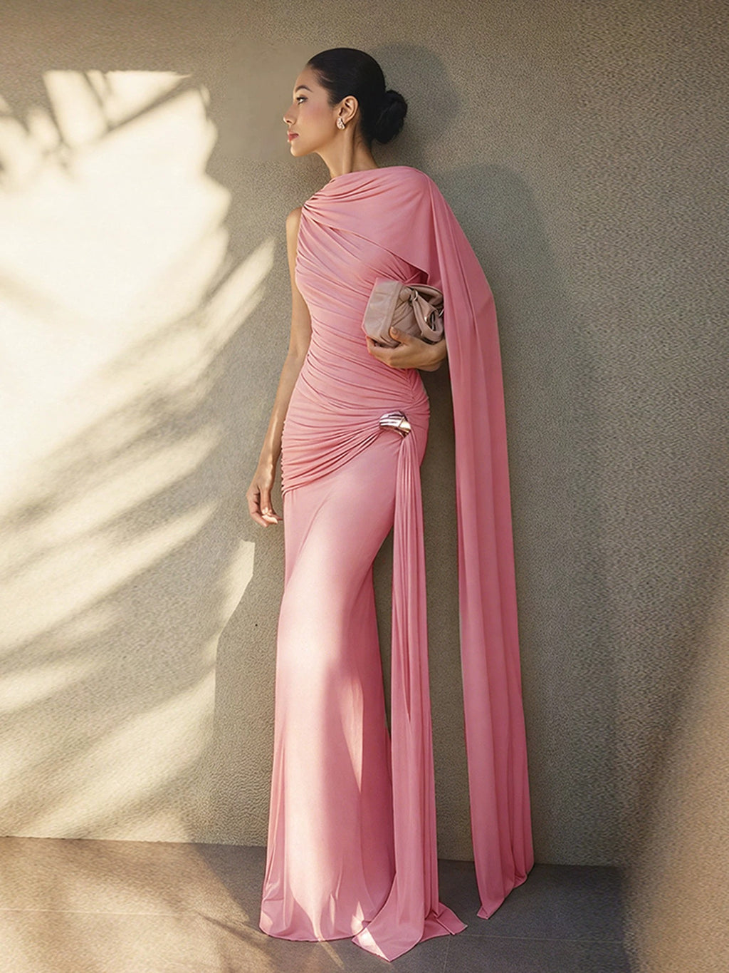 Sleeveless Cape Dress in Pink