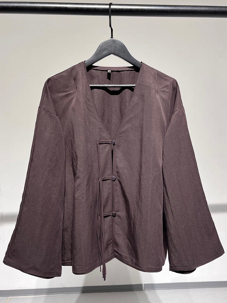 Cropped Shirt with Drawstring Detail