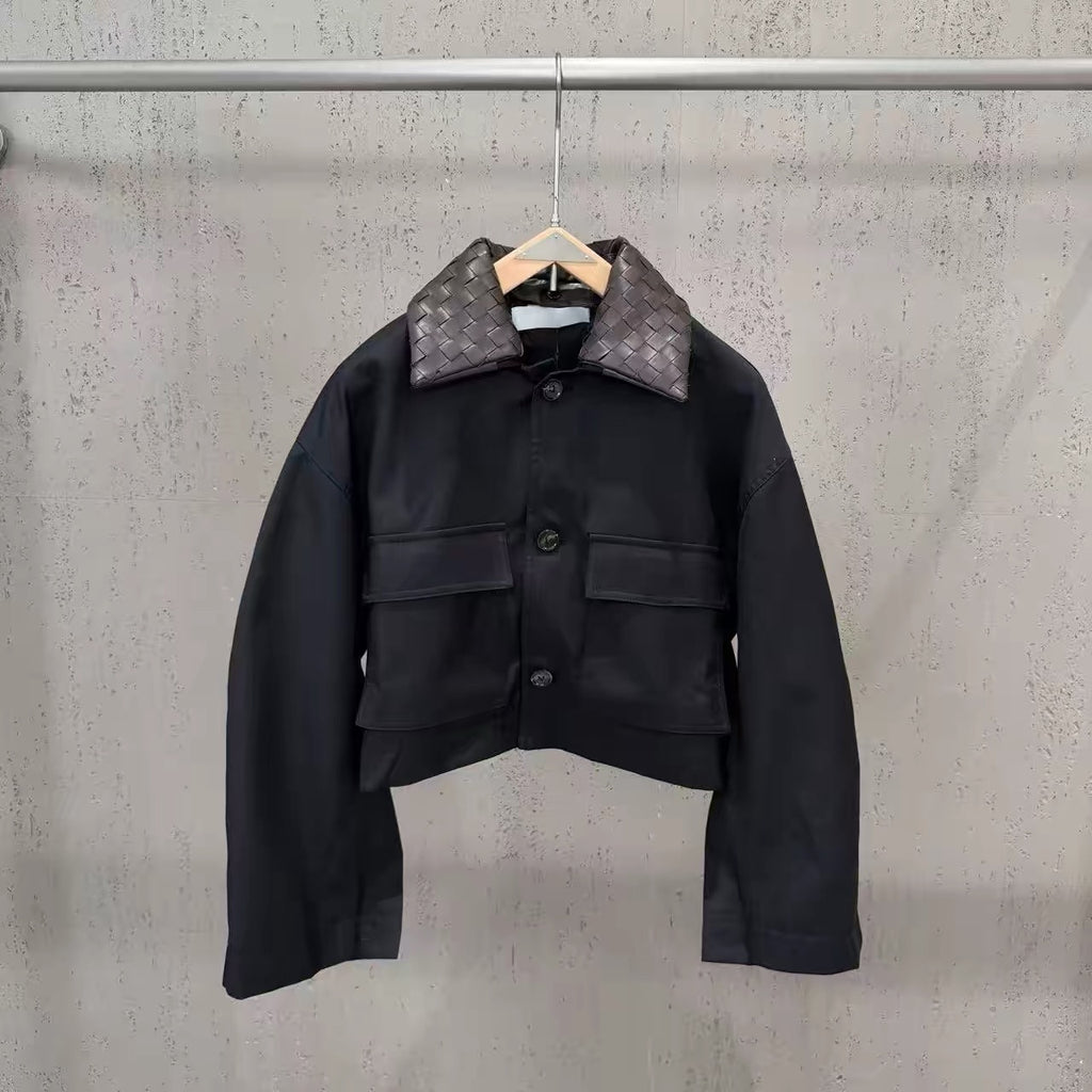 The Woven Collar Cropped Jacket