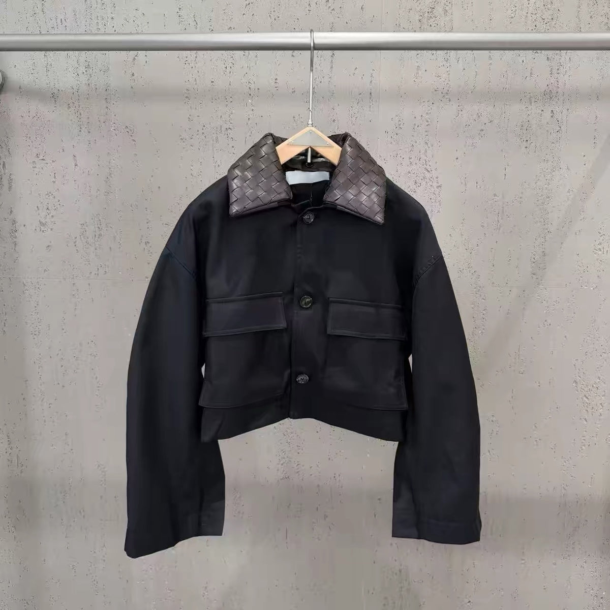 The Woven Collar Cropped Jacket