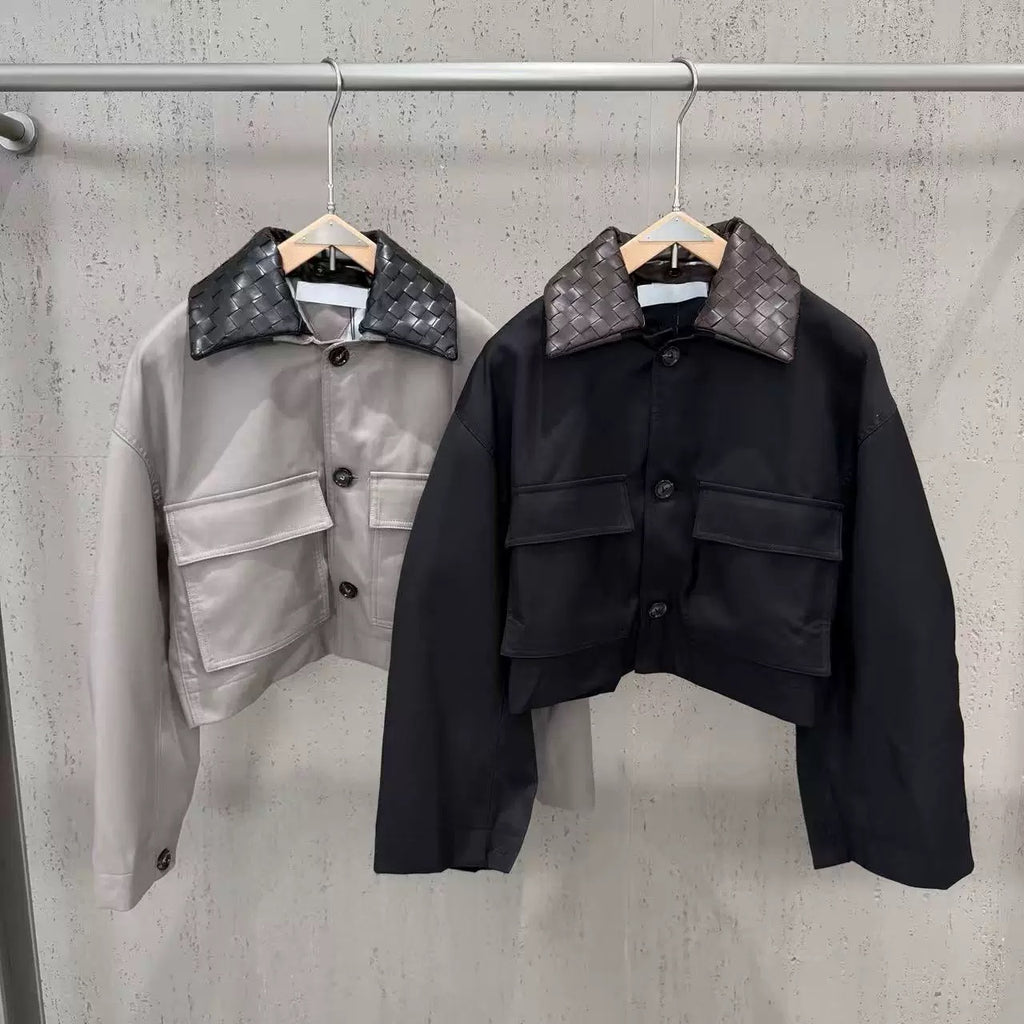 The Woven Collar Cropped Jacket
