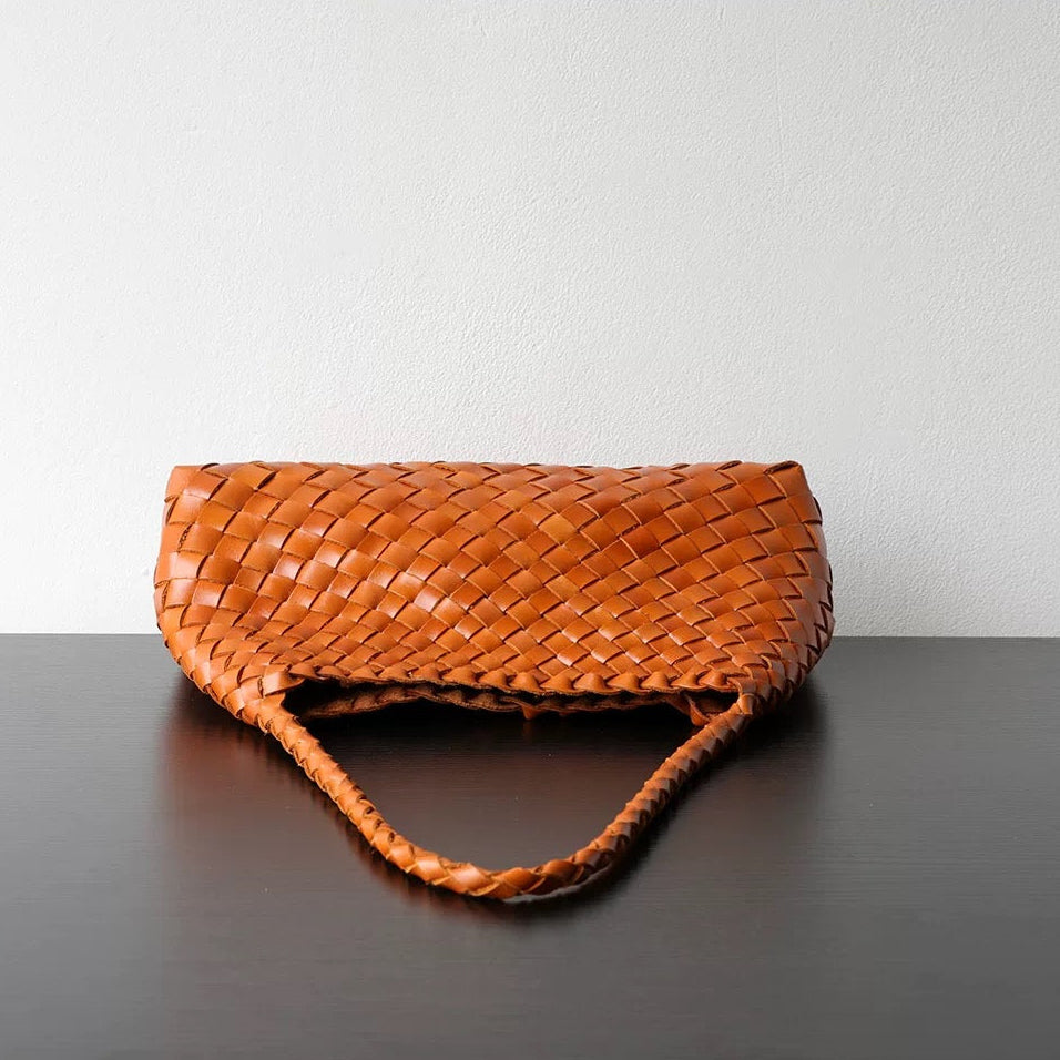 Woven Shoulder Bag in Tan