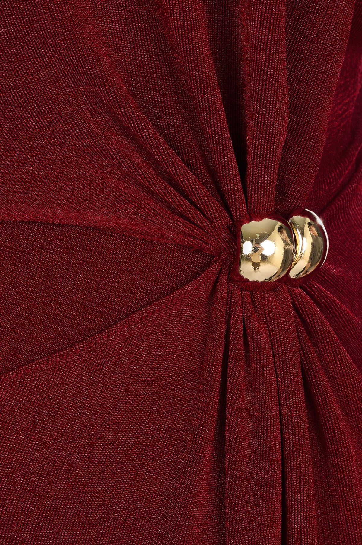 Long Sleeved Dress with Drapes- Red