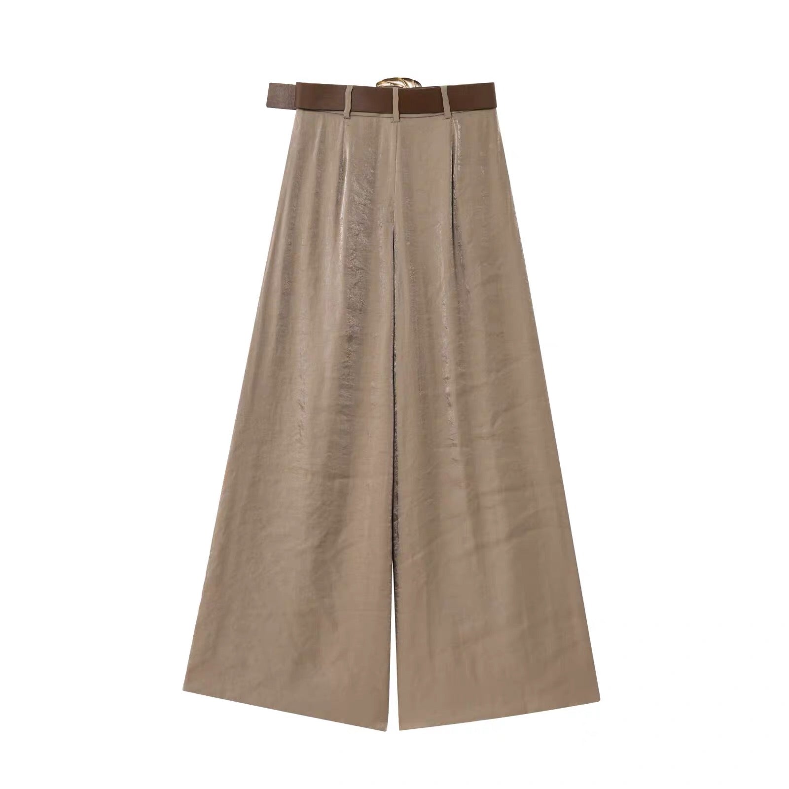 Satin Wide Leg Pants with Belt