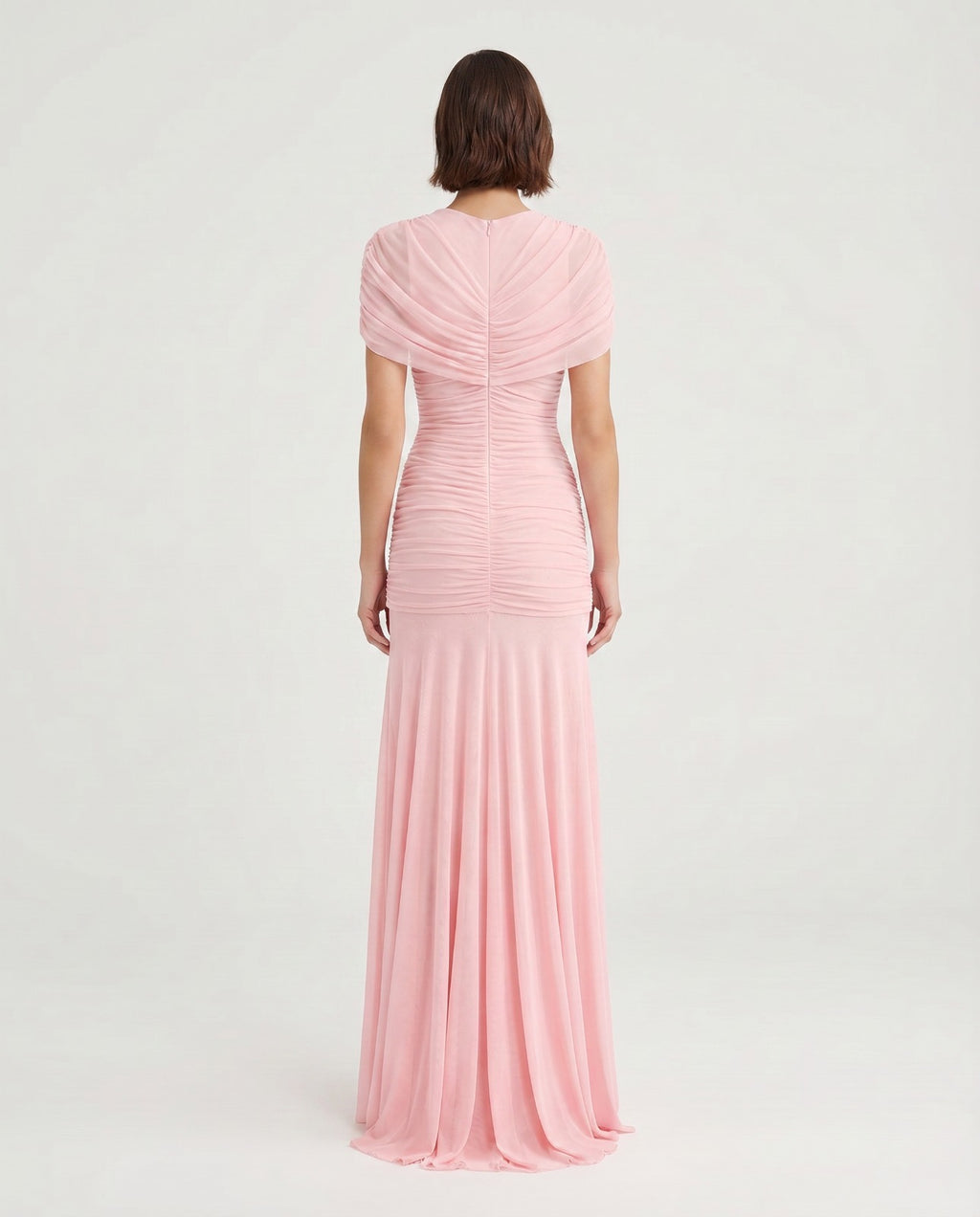 Draped Shoulder Maxi Dress in Pink