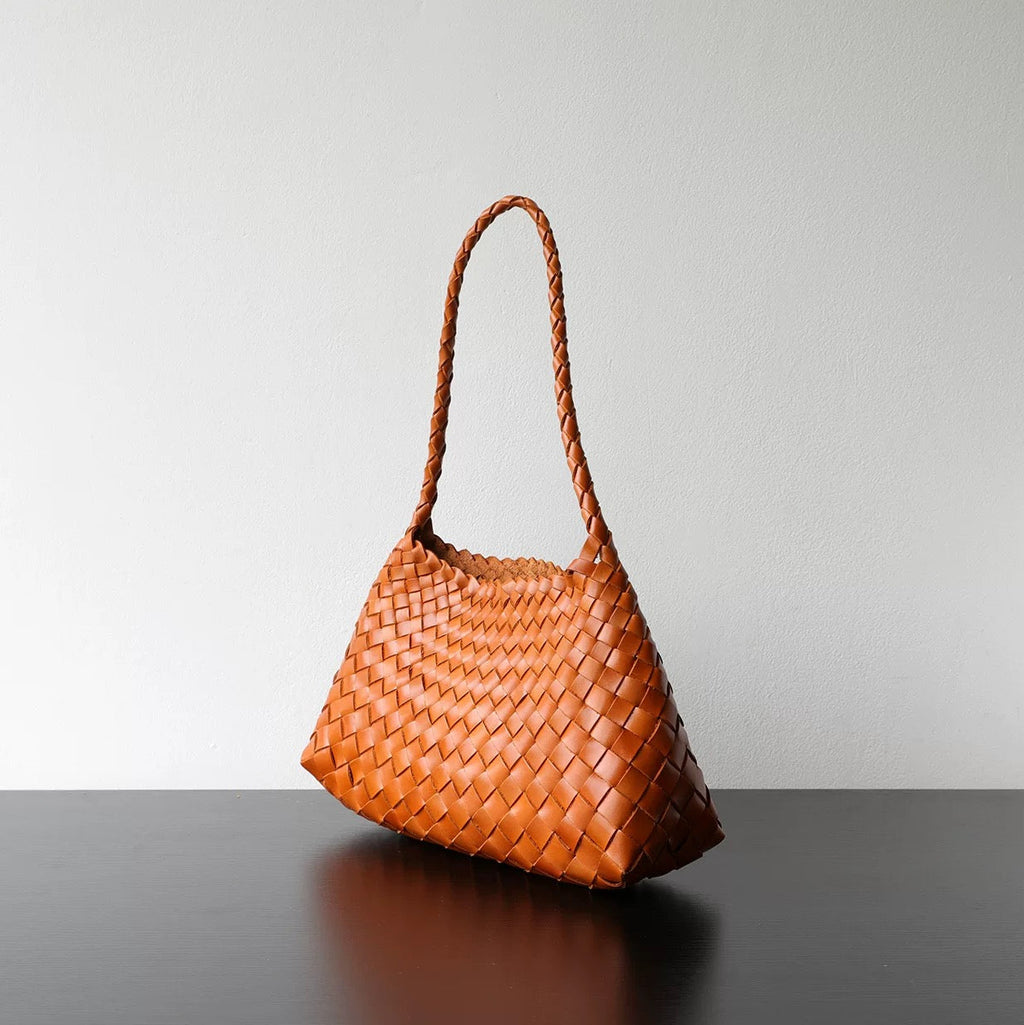 Woven Shoulder Bag in Tan