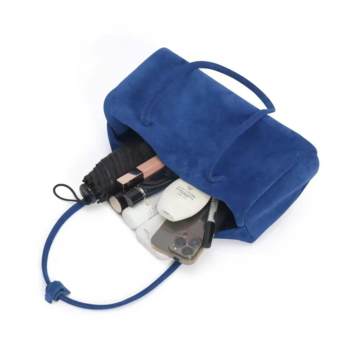 Suede Shoulder Bag in Royal Blue