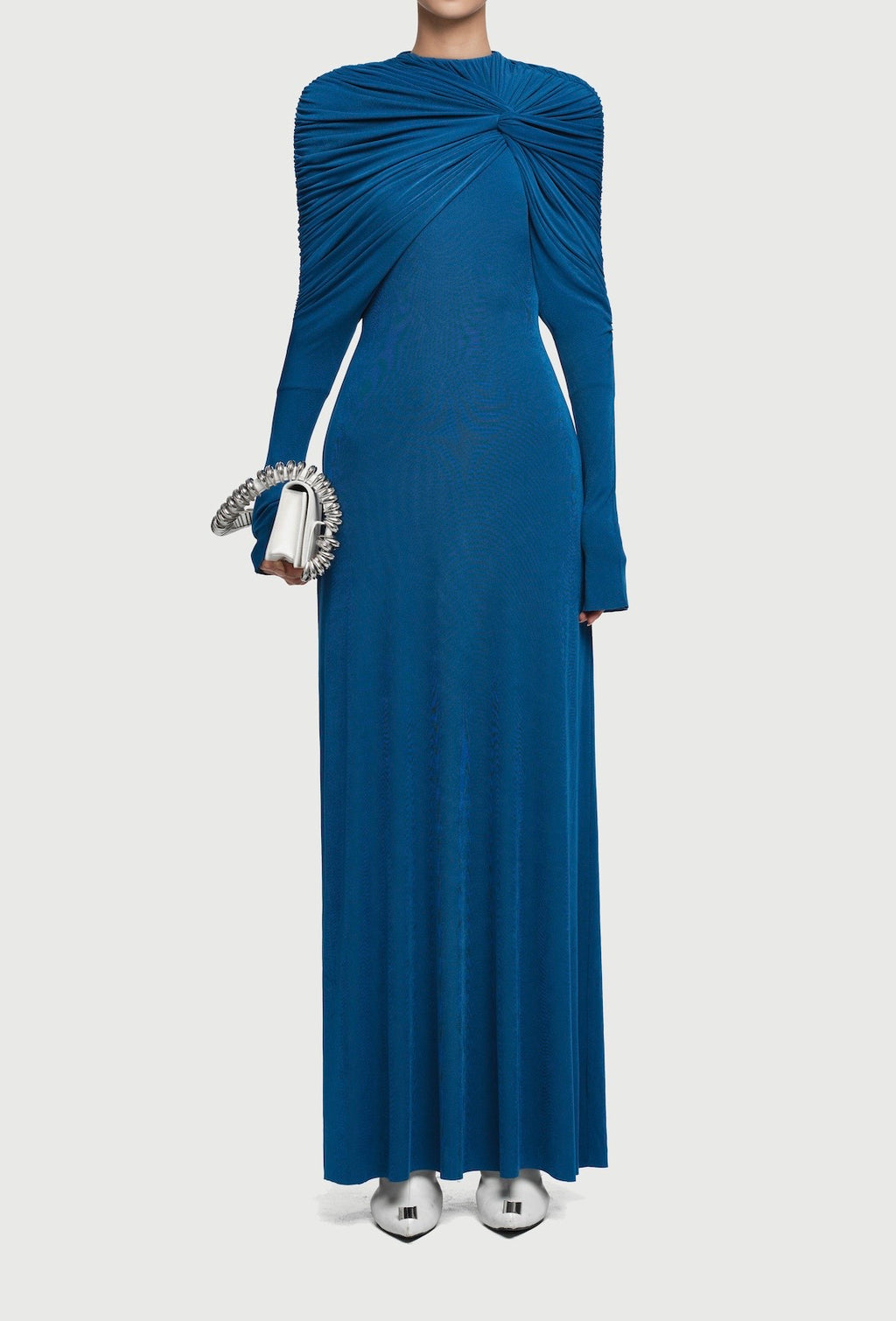 Draped Maxi Dress in Teal Blue