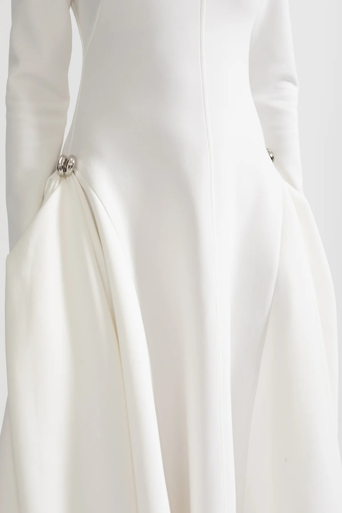 Long Sleeved Asymmetrical Dress-White