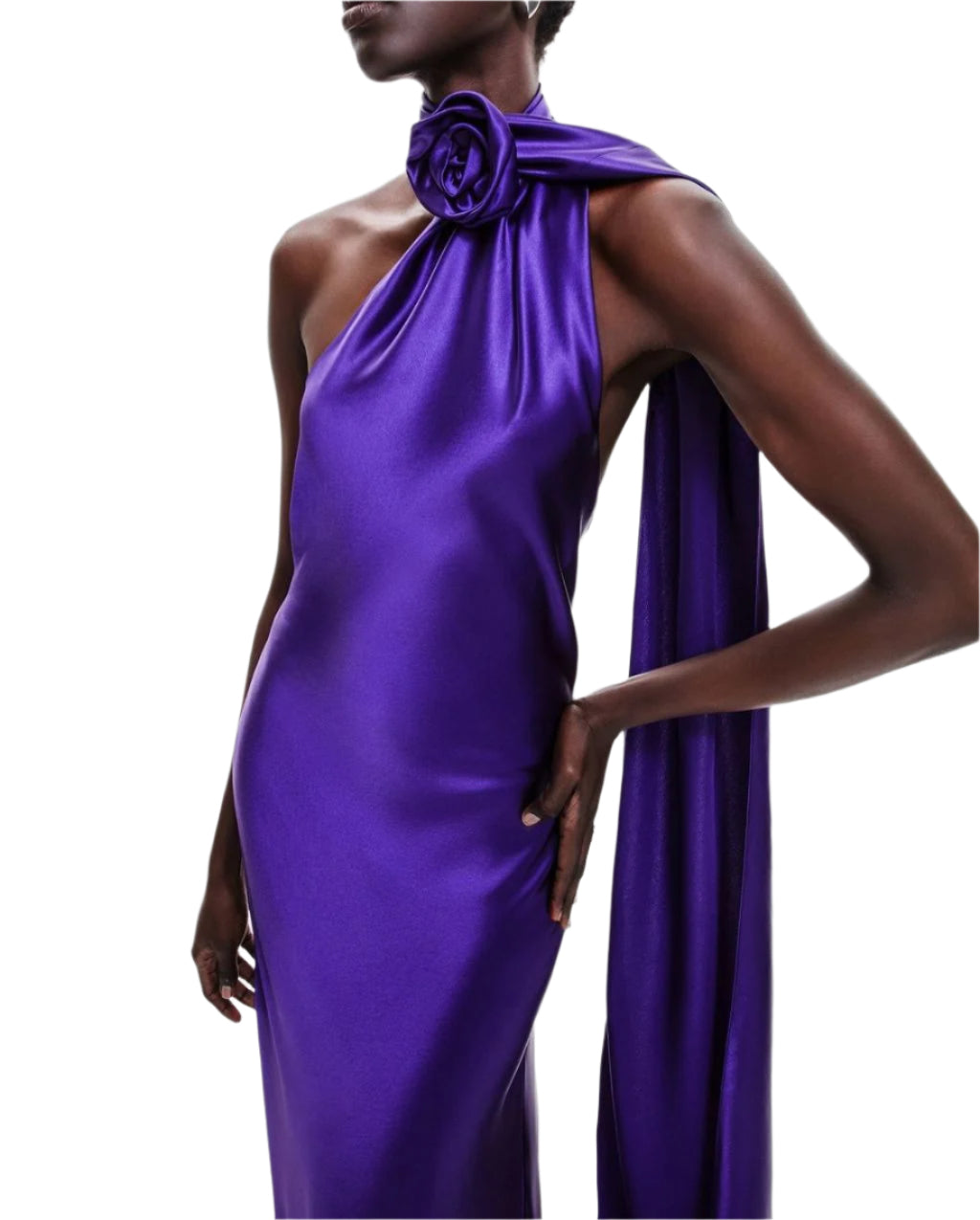 Verna Halter Floral Maxi Satin Dress