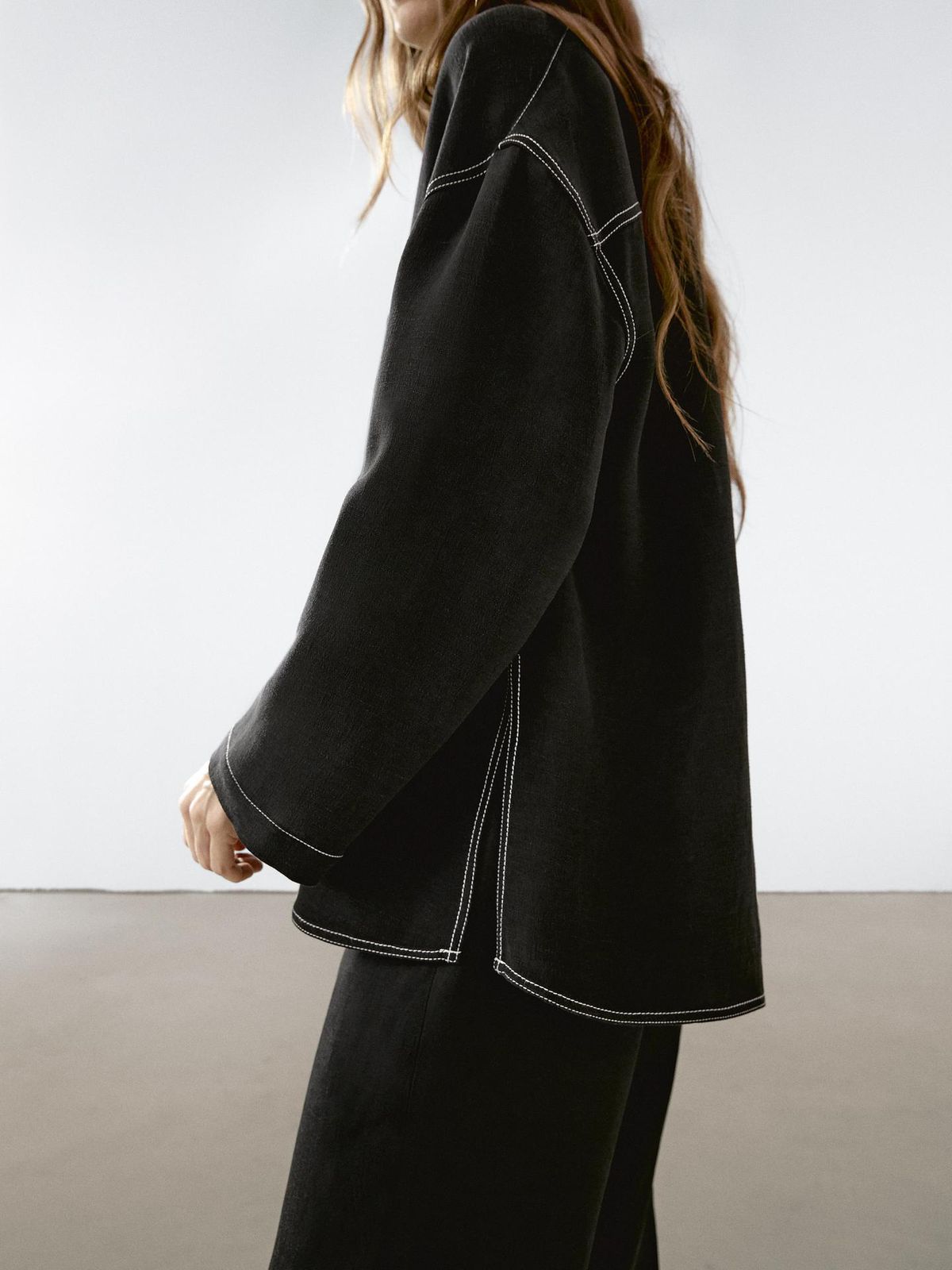 Massimo Dutti Linen Blouse with Side Slits
