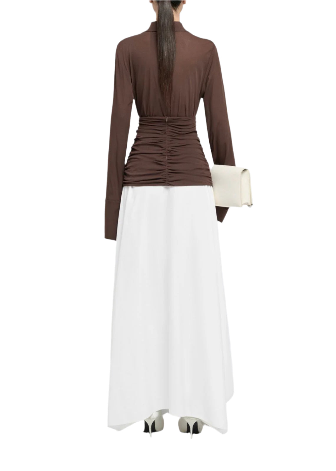 Asymmetrical Two Pieces Maxi Dress with Long Sleeves