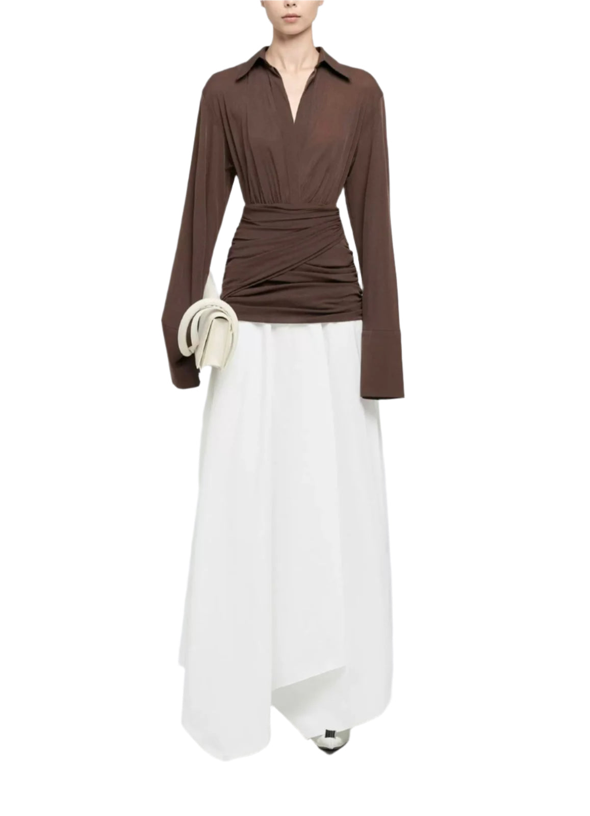 Asymmetrical Two Pieces Maxi Dress with Long Sleeves