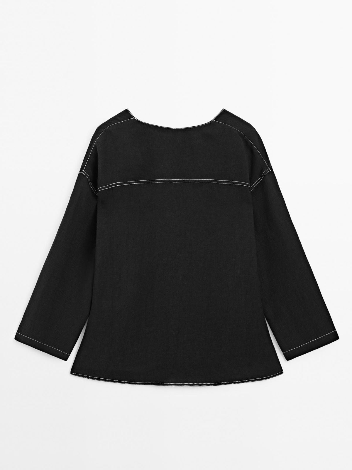 Massimo Dutti Linen Blouse with Side Slits