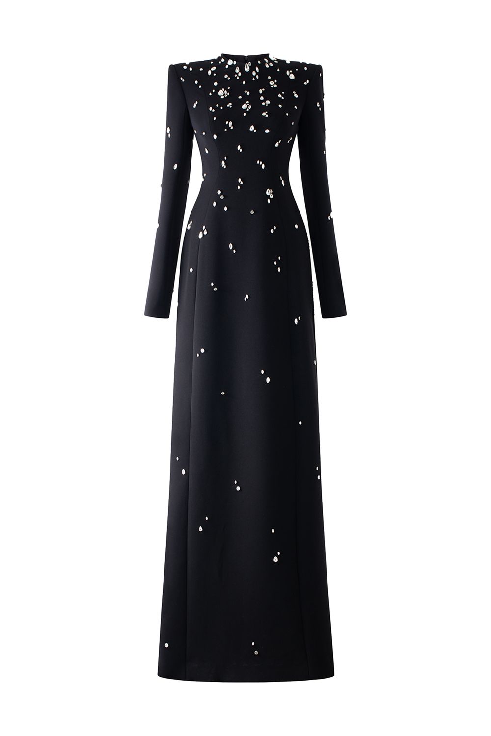 Stone Embellished Long Sleeve Dress