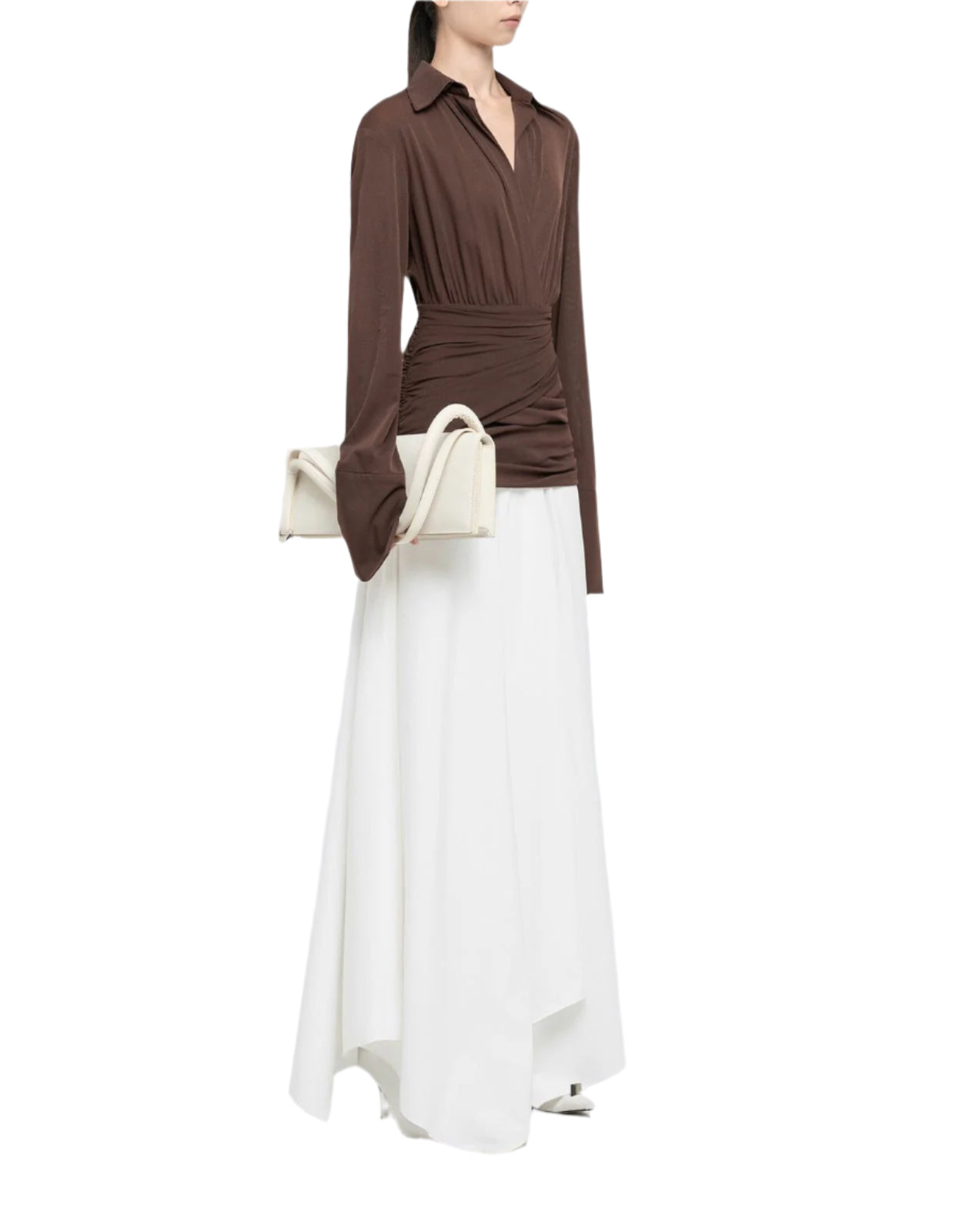 Asymmetrical Two Pieces Maxi Dress with Long Sleeves