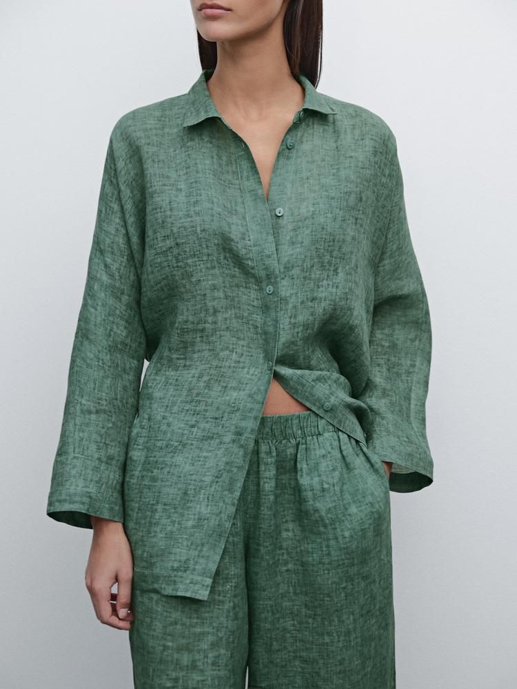 Massimo Dutti Linen Shirt - Turquoise