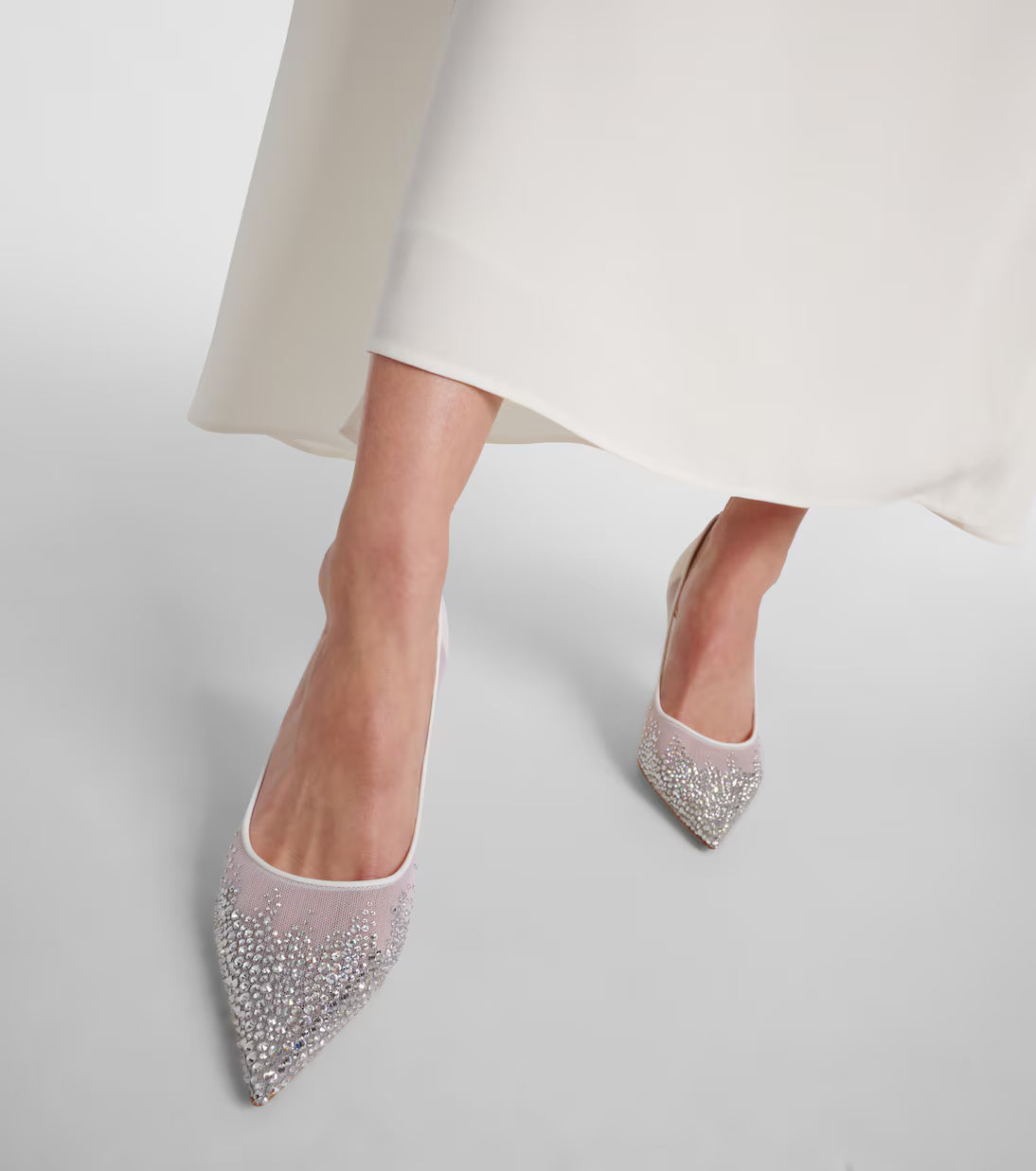 Crystal-embellished Mesh Pumps