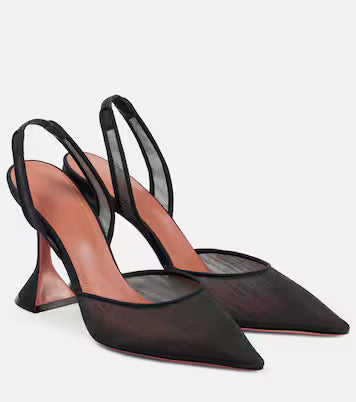 Mesh Slingback Heels in Black