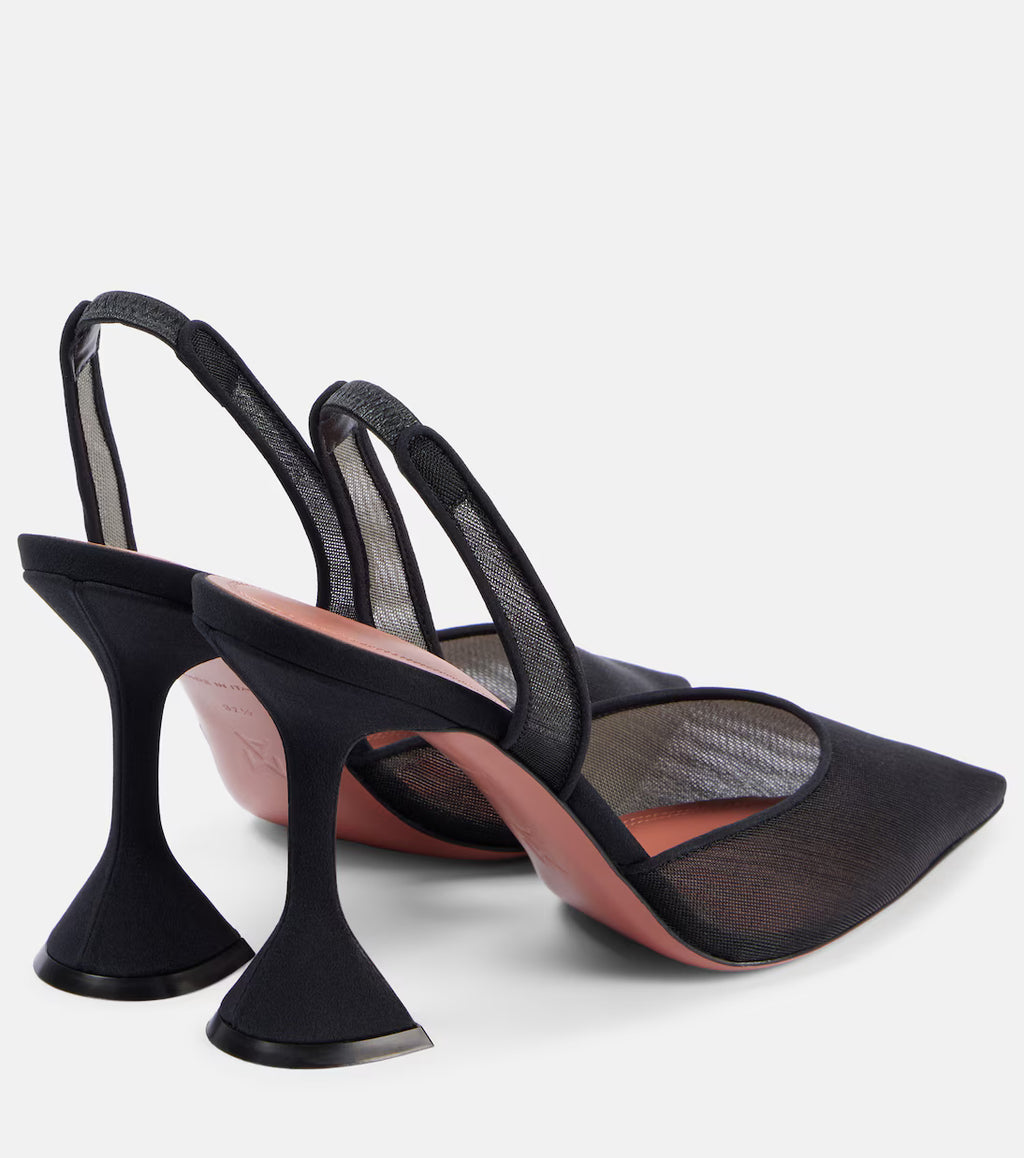 Mesh Slingback Heels in Black