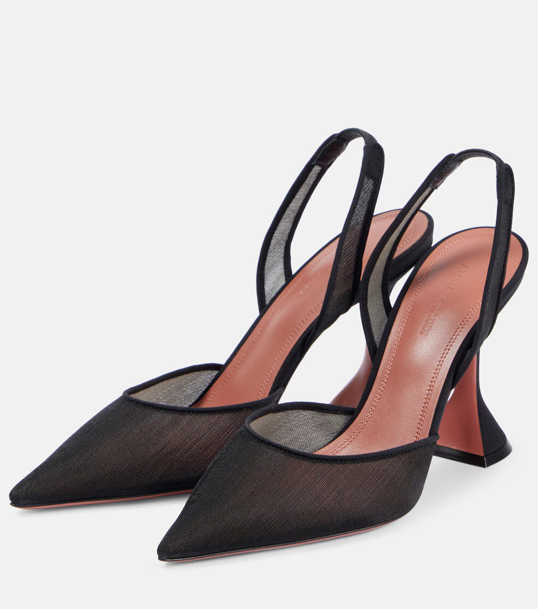 Mesh Slingback Heels in Black