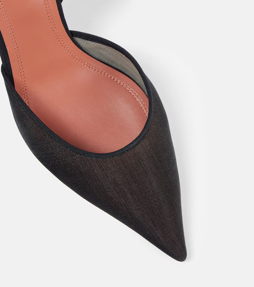 Mesh Slingback Heels in Black