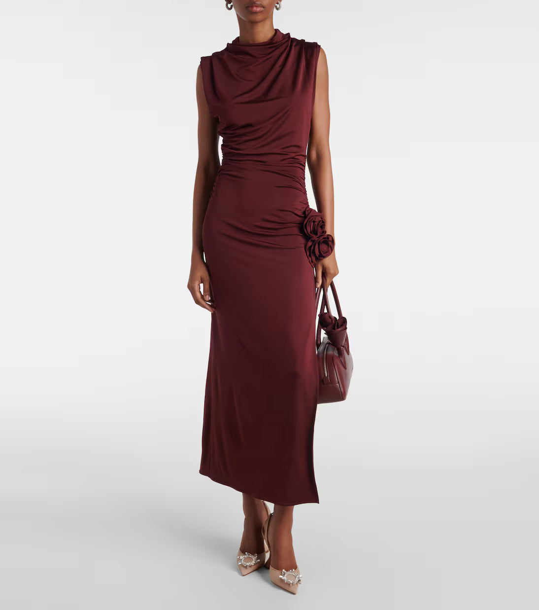 Crystal-embellished mesh slingback pumps Neutral