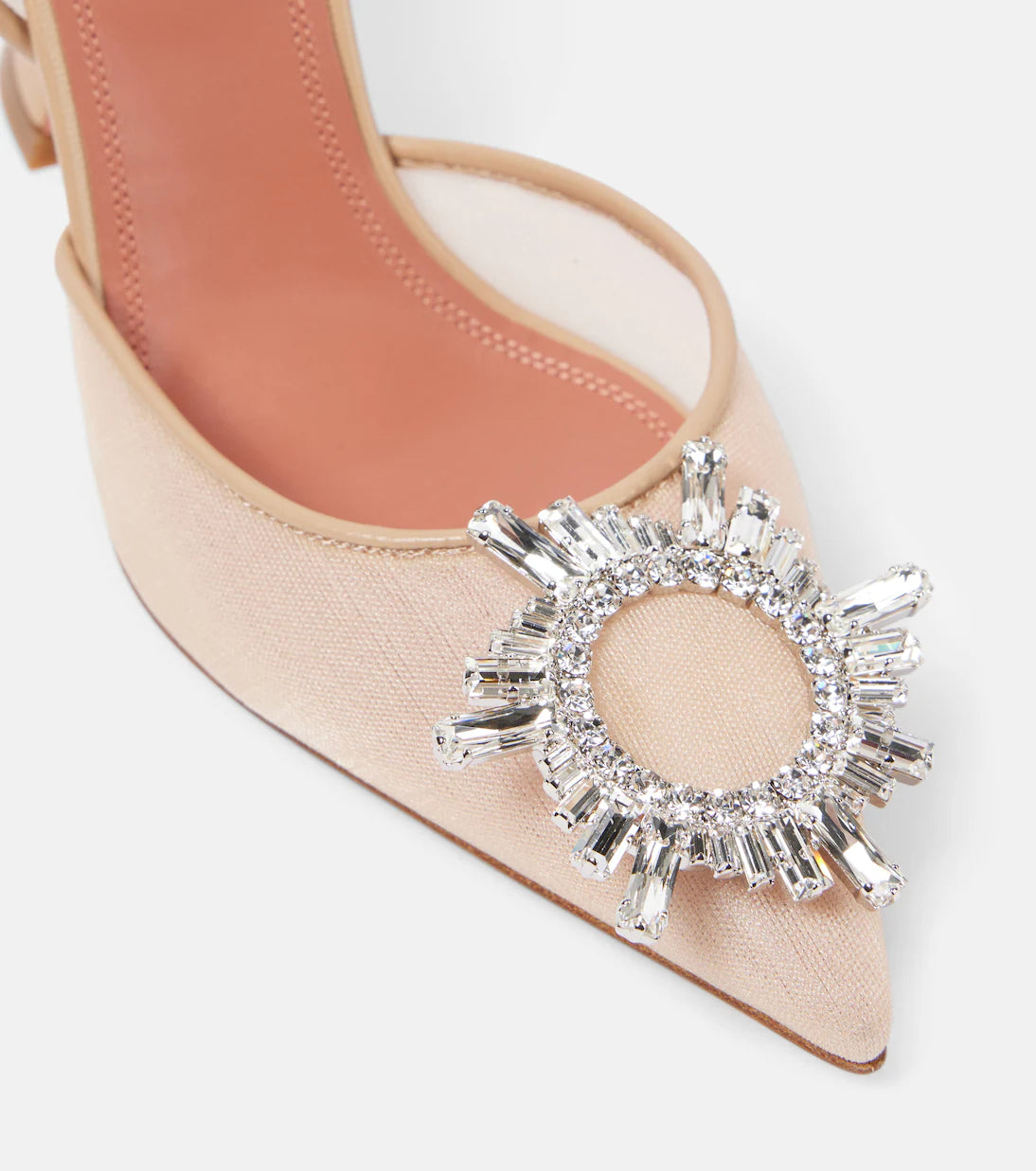 Crystal-embellished mesh slingback pumps Neutral