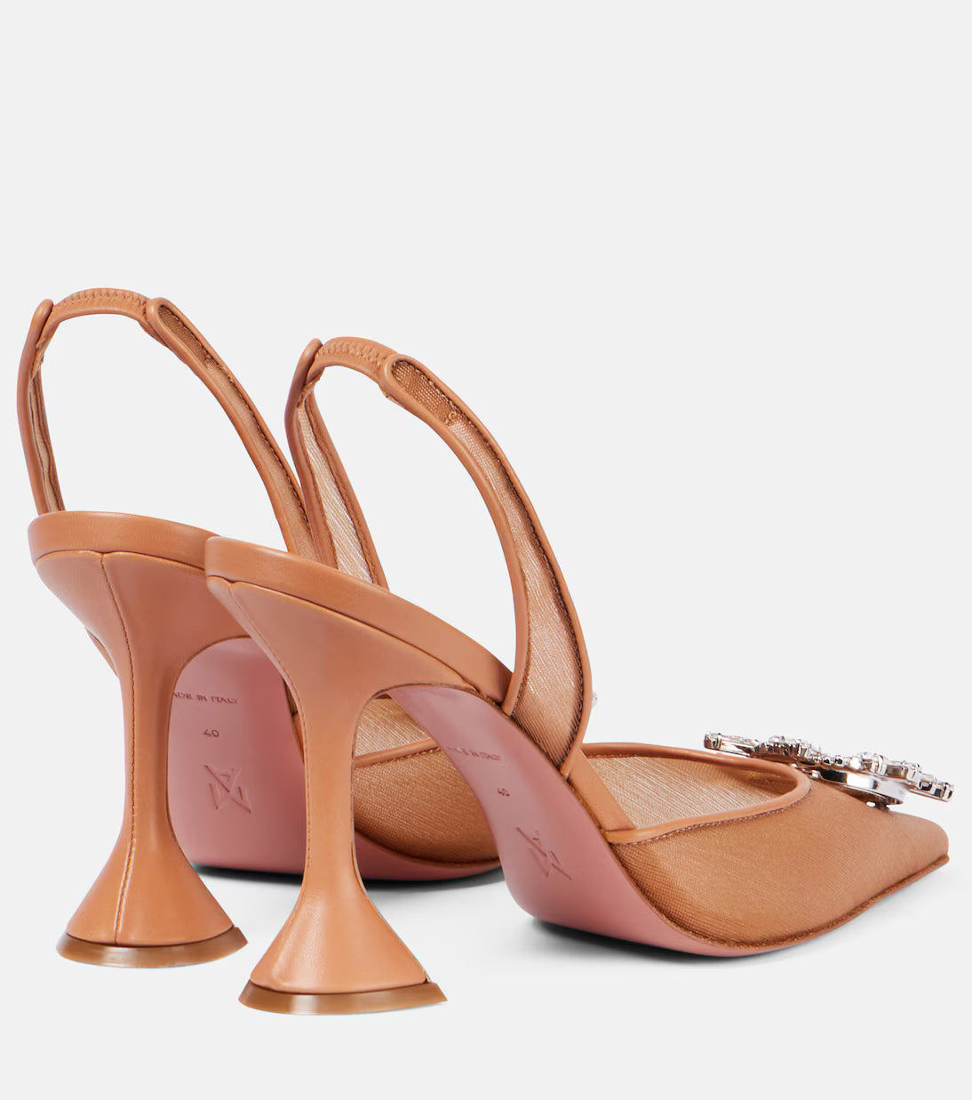 Mesh Slingback Pumps in Brown
