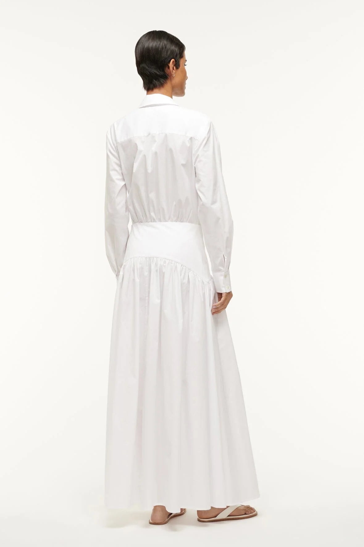 Poplin Maxi Dress with Long Sleeves