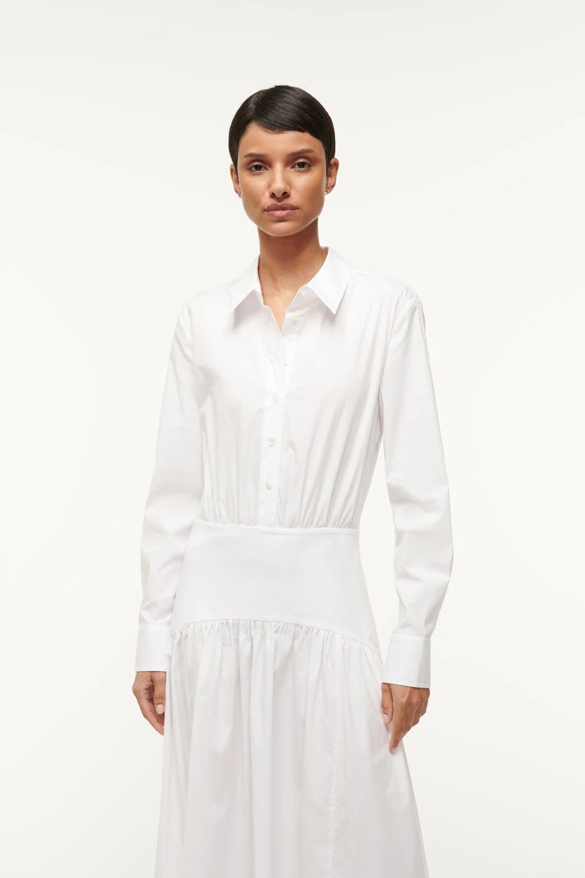 Poplin Maxi Dress with Long Sleeves