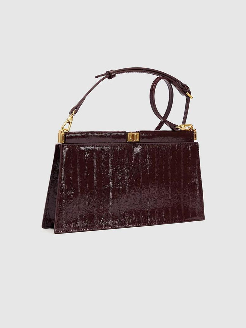 EMBOSSED VEGAN LEATHER SHOULDER BAG