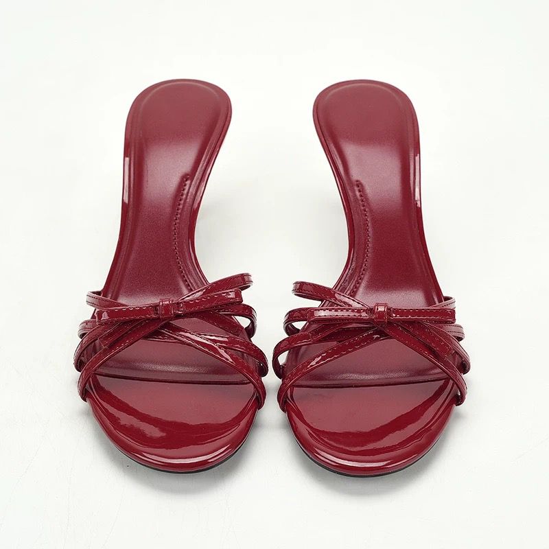 High Heeled Red Sandals with Bows